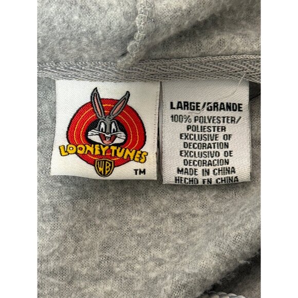 Looney Tunes Bad Kitty Women Zip-Up Hoodie Jacket Embroider Gray Vintage Size L - Picture 4 of 7